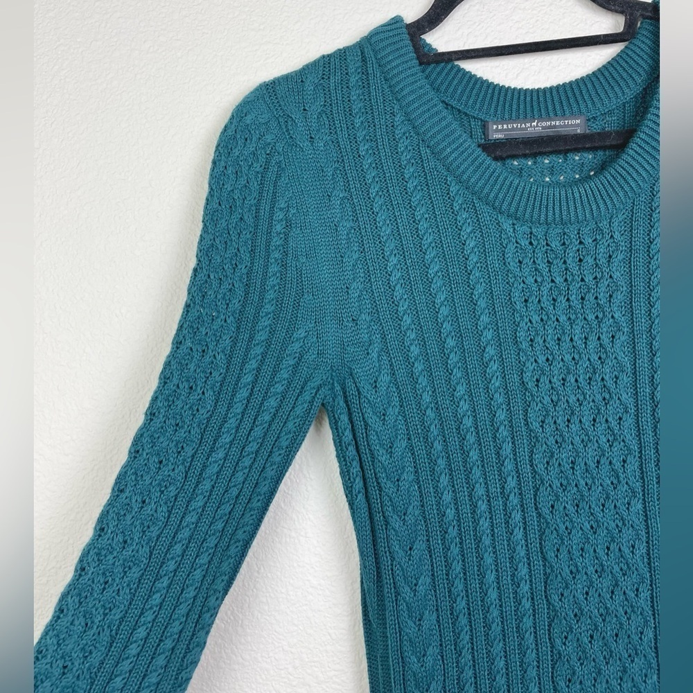 Peruvian Connection Women's Small Marina Dress in Mallard Knit Maxi Long Sleeve - Picture 5 of 16